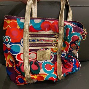 Like NEW - Luxury COACH colorful 'C' tote; Used once / Tory Burch / Michael Kors